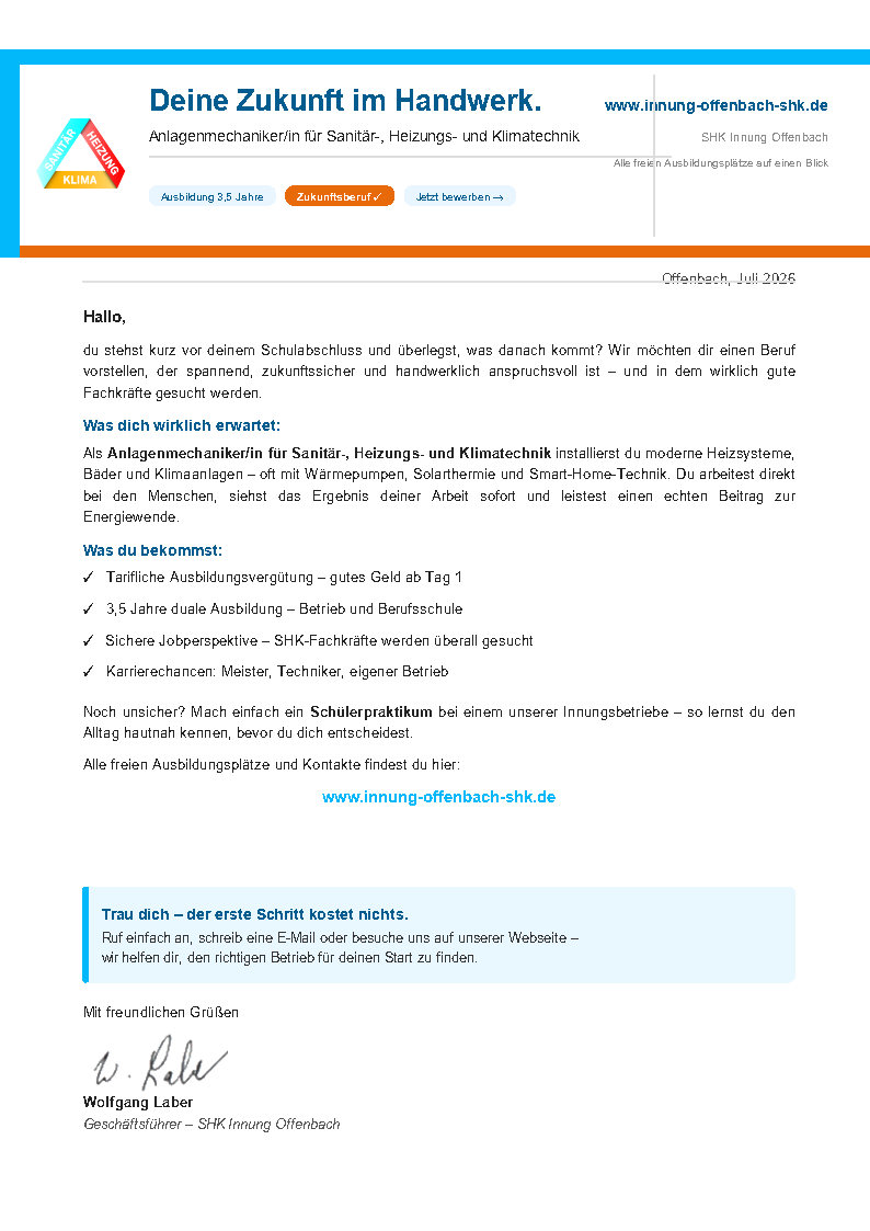 Infobrief Anlagenmechaniker SHK